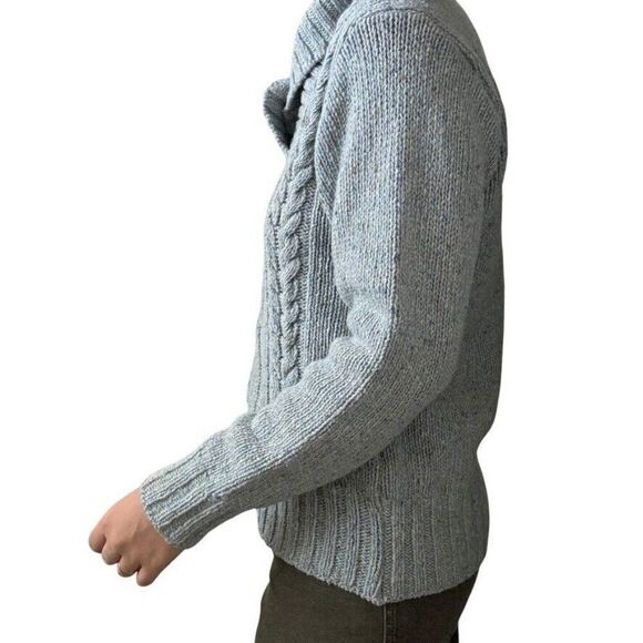 Islander Womens Light Blue Donegal Merino Wool Cashmere Cowl Neck Irish Sweater - Picture 5 of 6